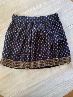 GAP Blue Mini Skirt with Gold Print